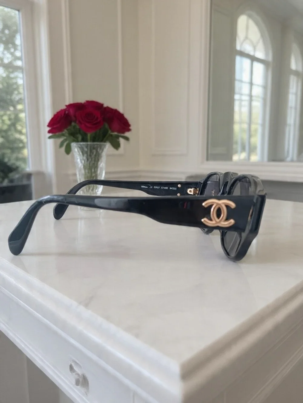 Chanel Vintage SS1991 Black Gold CC Sunglasses 01452